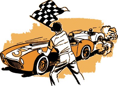 Illustration of a Race Car Crossing the Finish Line